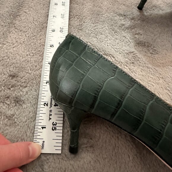 Antonio Melani Dark Green Pointed Toe Kitten Heels Women's 6.5 Penny Loafers - Picture 5 of 7